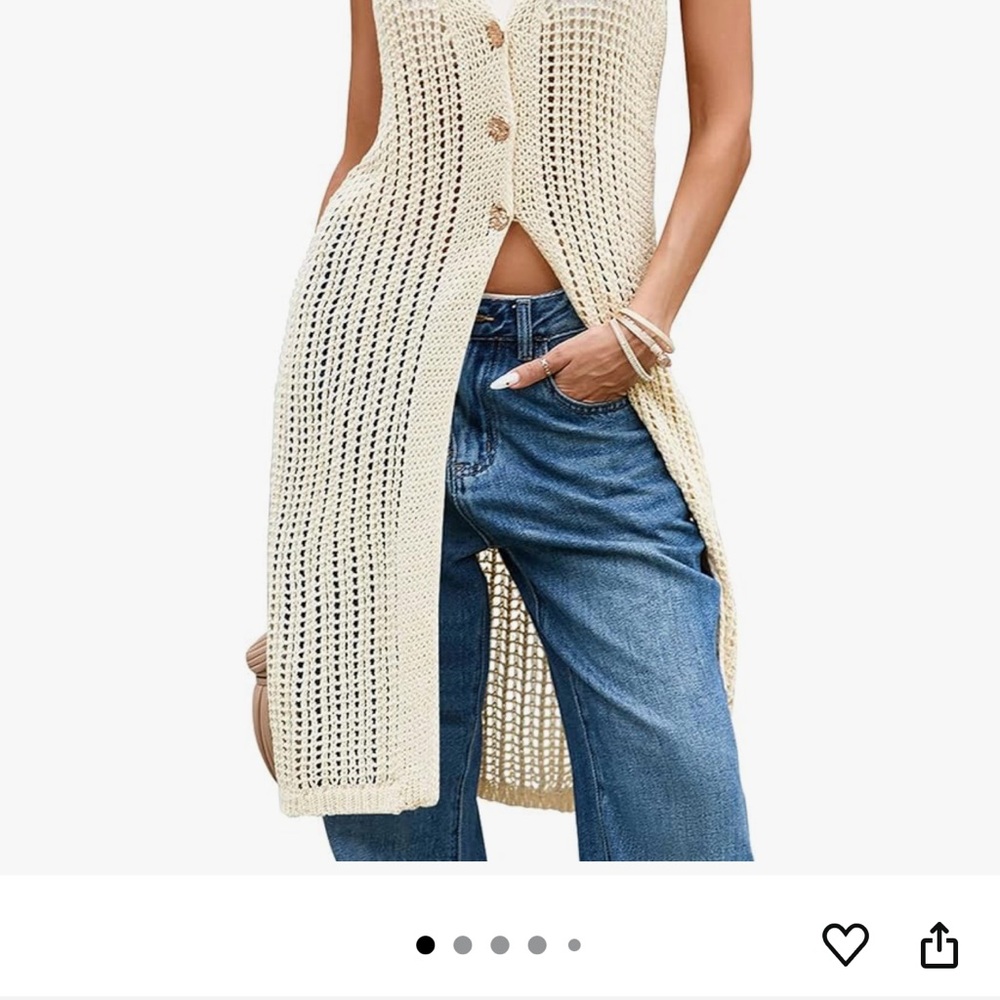 Cream Knit Longline Sweater Vest